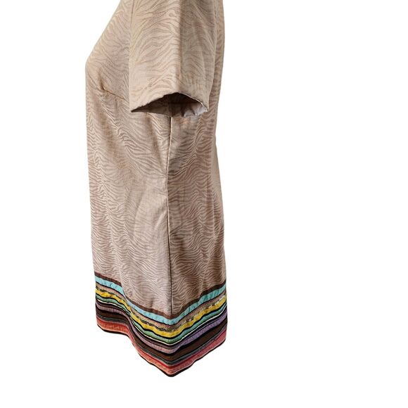 Muse Shift Dress Womens SZ Medium Rainbow Sequins Animal Print Bold Office Artsy - Picture 2 of 5